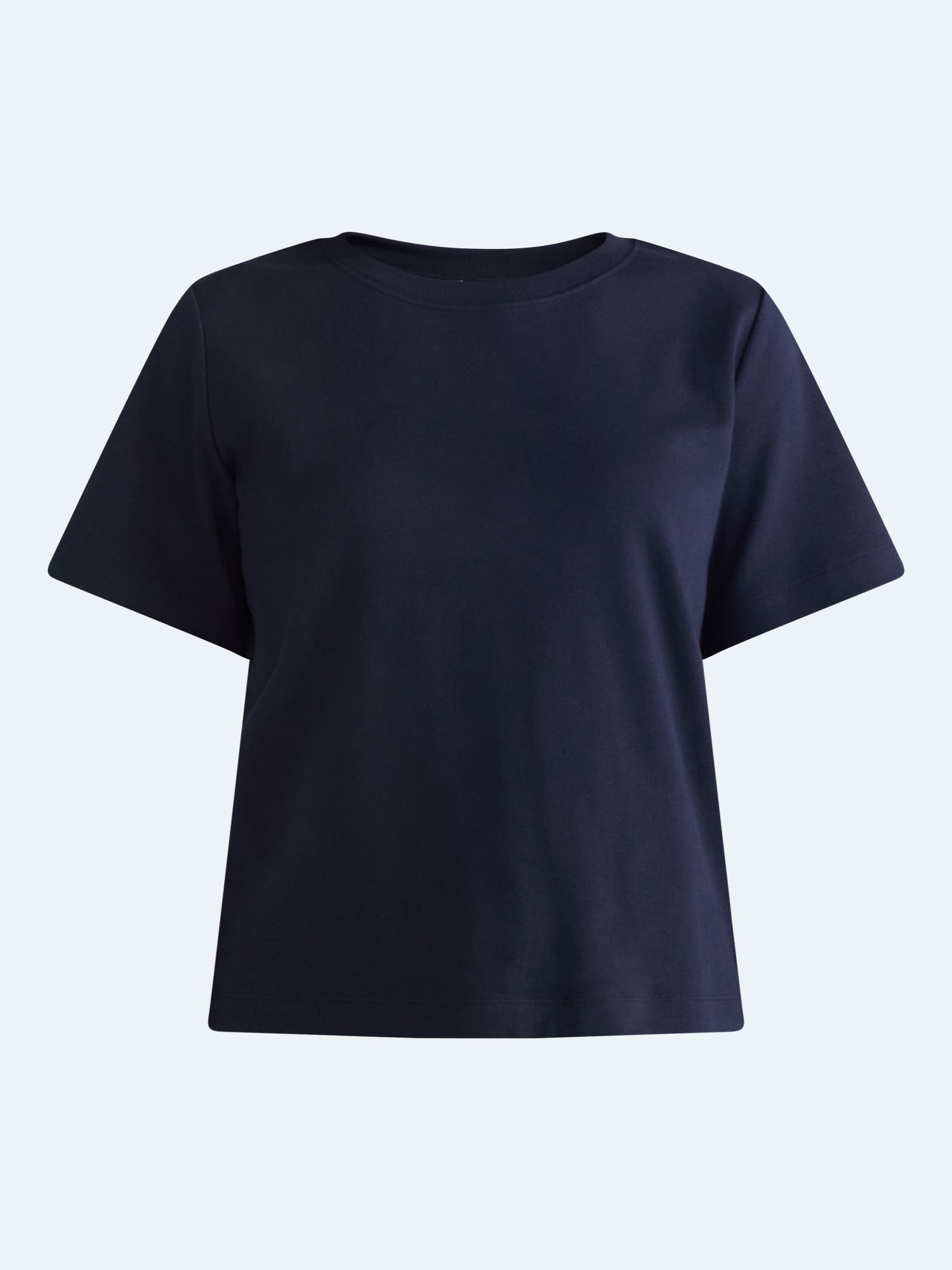 Free Assembly Women's and Women's Plus Cotton Cropped Boxy Tee with Short Sleeves, Sizes XS-4X