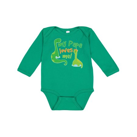 

Inktastic My Papa Loves Me dinosaur Gift Baby Boy Long Sleeve Bodysuit