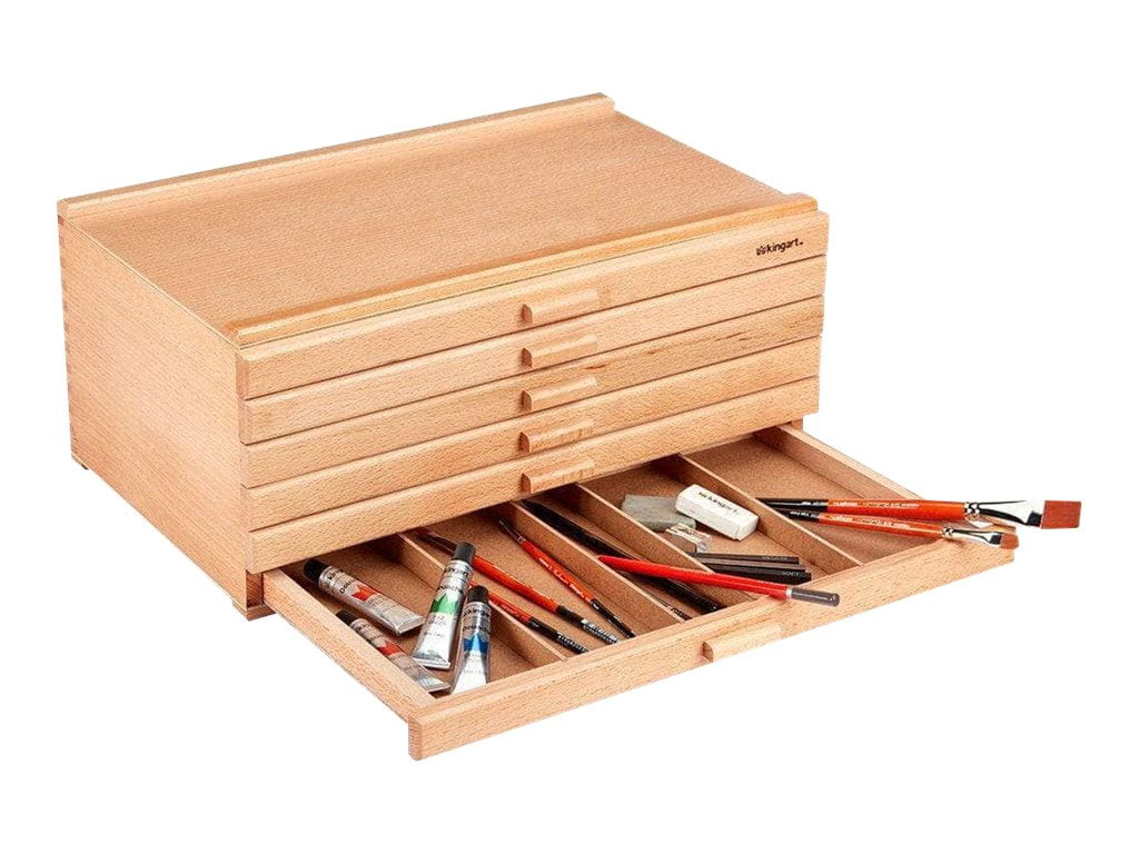 Kingart Studio Wooden Artist Storage Box, 6-Drawer, Designed Storage for Art Materials