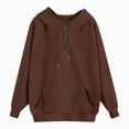 thumbnail image 6 of Towmus Women's Sweatshirt Quarter-Zip V Neck Fleece Drawstring Hooded Sweatshirts Lightweight Oversized Pullover Hoodie with Pocket, 6 of 6