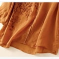 thumbnail image 5 of ClodeEU Women's Vintage Embroidered Lace Trim Elbow Sleeve Crop Top,Loose Fit Casual Blouse Orange,Womens Plus M, 5 of 6