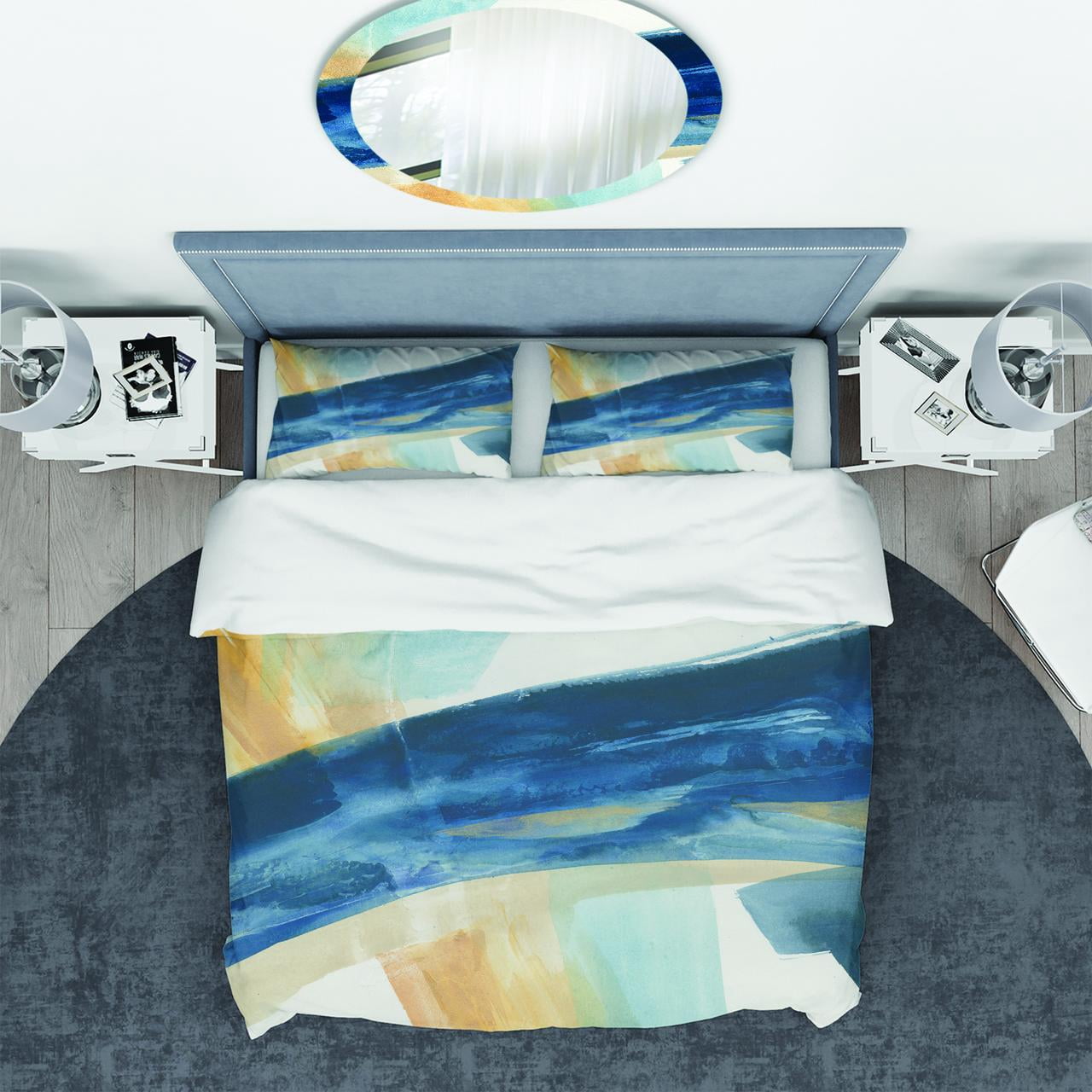 Designart 'Indigo Panel I' Geometric Duvet Cover Set