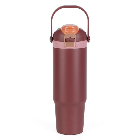 Ozark Trail 30oz Vacuum-Insulated Stainless Steel Dual Lid Insulated Tumbler, Double Wall Vacuum Insulated Travel Tumbler with Sip & Chug Lid, Rose