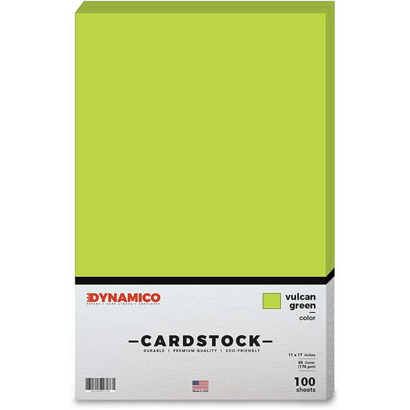 Vulcan Green 11 x 17" Cardstock Paper - Tabloid/Ledger - for Cards and Stationery Printing | Medium weight 65 LB (175 gsm) Cover Card Stock | 100 Sheets Per Pack
