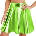 thumbnail image 2 of Haitryli Women Shiny Metallic Skater Flared Skirts Holographic High Waist Pleated Skirts Dancewear Green L, 2 of 7