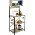 thumbnail image 1 of VEVOR Kitchen Baker's Rack, 4-Tier Industrial Microwave Stand with Hutch & 6 S-Shaped Hooks, Multifunctional Coffee Station Organizer with Utility Storage Shelf for Kitchen, Living Room, Oak, 1 of 9