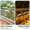 thumbnail image 2 of Paquete de 4 luces solares para plataforma, luces LED solares para escalones, luces de barrera impermeables para escalones exteriores, cercas, luz negra cálida, 2 of 4