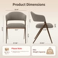 thumbnail image 3 of EOP Dining Chairs Set of 2, Mid Century Modern Fabric Kitchen Arm Chairs, Upholstered Dining Room Chairs with Iron Legs, Padded Seat for Living Room, Restaurant, Cafe, Taupe, 3 of 7