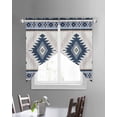 thumbnail image 3 of Blue Beige Boho Swag Valances for Windows, Vintage Ethnic Tribal Southwestern Rod Pocket Sheer Valances for Small Windows, Swag Toppers Light Filtering for Kitchen Living Room 2 Panels 36''x36'', 3 of 6