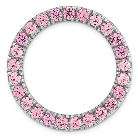 Sapphire Stick - Solid 925 Sterling Silver Stack Exp Medium Created Pink Simulated Sapphire Chain Slide Pendant
