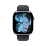 Apple Watch Series 11 [GPS + Cellular 46mm] Smartwatch with Space Gray Aluminum Case with Black Sport Band - M/L
