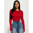 thumbnail image 4 of MOYIKO Slim Fitted Long Sleeve Shirts for Women Crewneck Tees Tight Basic Tops, 4 of 9