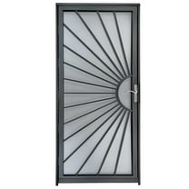 Grisham Deluxe Steel Security Door,36'' x 80'' Metal Tempered Glass Door Screen Replacement Enter Doors,Storm Door(369 Black)