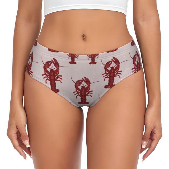 Fotbe Red Lobster With Claws Calzones Estampados para Mujer – Ropa Interior de Algodón, Cómoda, Suave y Elástica-4X-Large