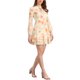 thumbnail image 4 of INSPIRAR CHIC Vestidos de Verano para Mujeres 2025 Floral con Cinta Cuello en V Semi Transparente de Manga Larga Capa de Chifón Mini Vestido XL Crema Amarillo, 4 of 6