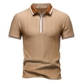 thumbnail image 3 of RongHuan Men's Knit Shirts Regular Fit Lightweight Business Casual Stretch Textured Collared Short Sleeve Tops, 3 of 8