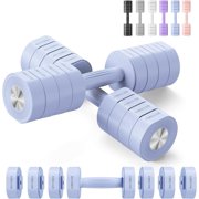 Dumbbell Set of 2, Adjustable Weight, Anti-slip Handle, Macaron Colors, Each 2.2/4.4/6.6/8.8 lbs, 4 in 1 Hand Weights for Women at Home