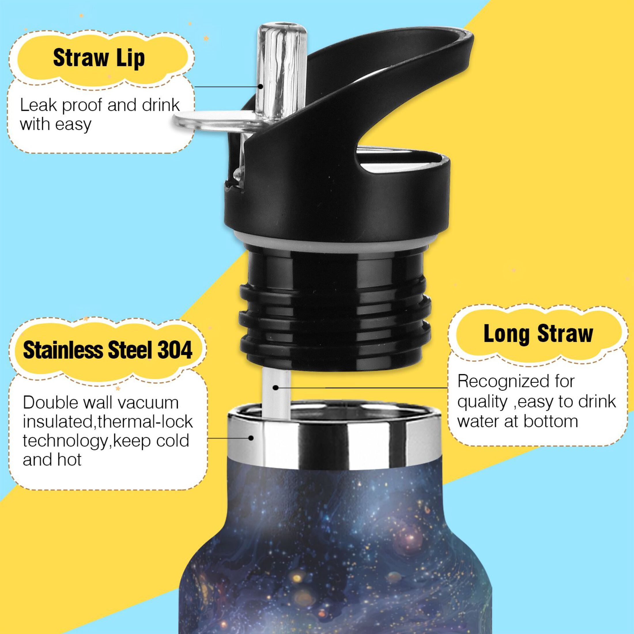 Kids Insulated Stainless Steel Sports Water Bottle 600ml (20oz) Vibrant and Colorful Universe