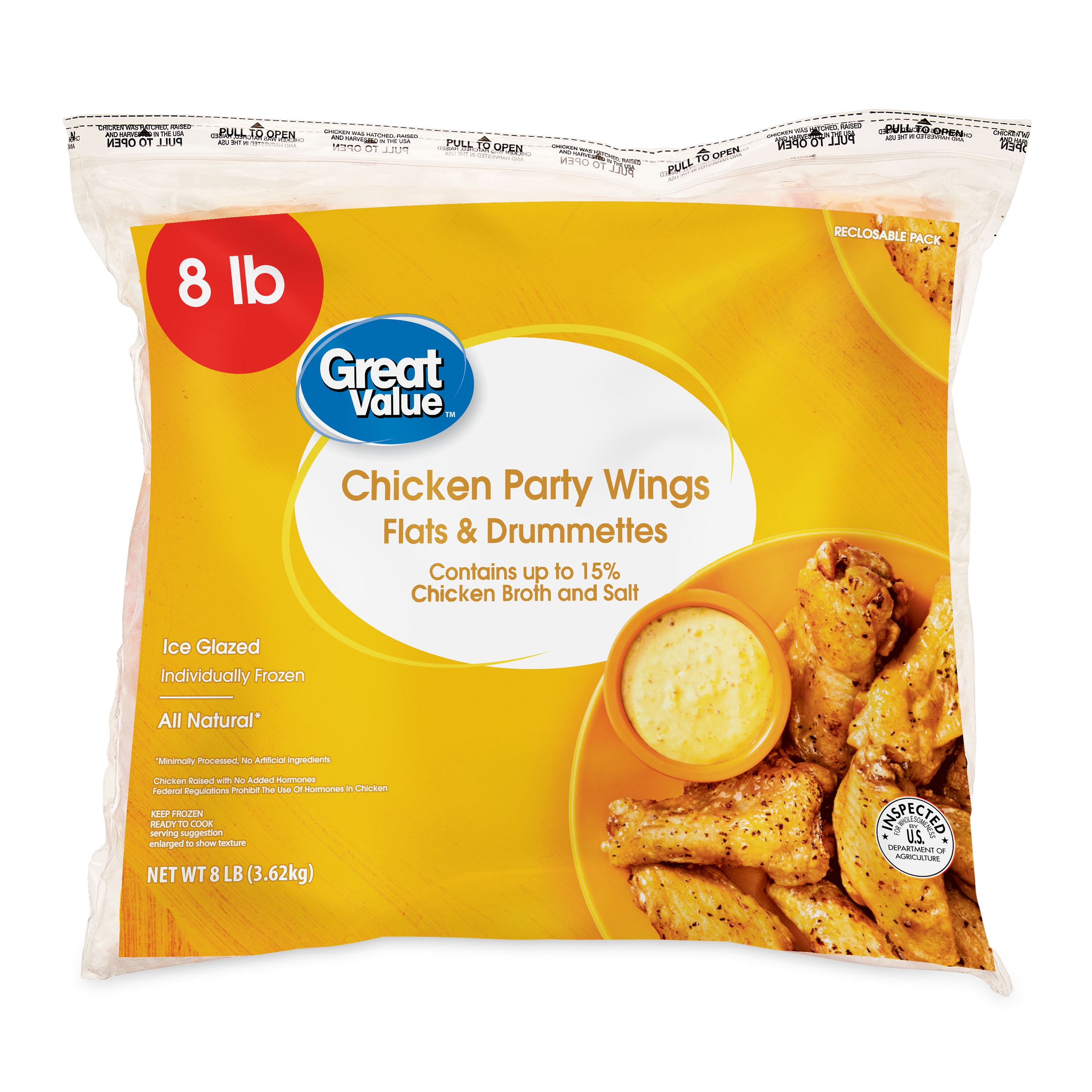 Great Value Chicken Wing Sections, 8 lb (Frozen)