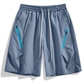 thumbnail image 2 of Men Shorts Cargo Men's Outdoor Workout Shorts, Plus Size Elastic Waist Breathable Shorts with Zip Pocket, Lightweight Sports Casual Short Pants Blue 5XL, 2 of 6