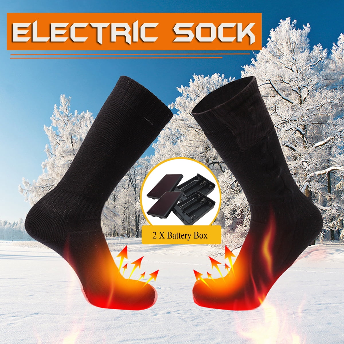 1Pair Winter Cotton Electric Battery Heated Socks Feet Thermal Warmer