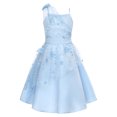 thumbnail image 4 of SiiRoh Flower Girls Tutu Dress Sleeveless Floral Embroidered Wedding Pageant Birthday Tulle Dresses Light Blue 6, 4 of 7
