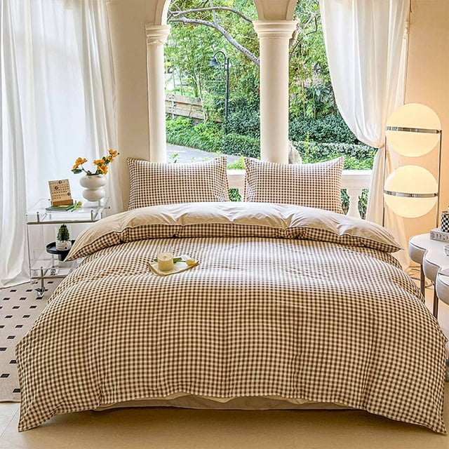 VBXOAE Ensemble de Literie Respirant Résistant aux Plis Lavable à la Machine 4 Pcs Comprend Drap Taies d'Oreiller Housse de Couette Fabriqué à Partir d'Un Tissu en Coton Lavé à l'Eau de Qualité A