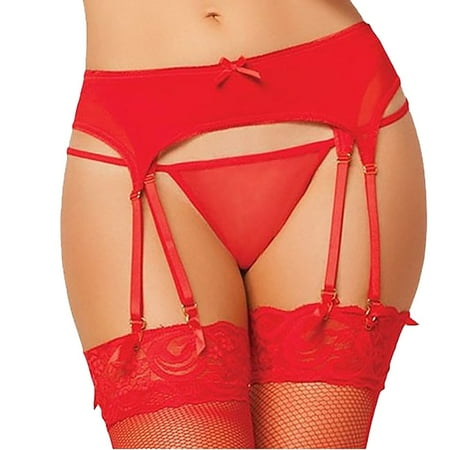 MQLKF Women Sexy Bow Perspective Thigh-Highs Garter Belt Suspender Lingerie RD Fashionable Breathable Women Nightgown