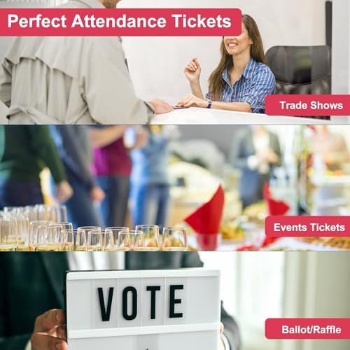 Quivanta 2000 Red Raffle Tickets with Perforations and Consecutive Numbers,Single Ticket Roll for Events, Carnivals, Door Prizes & Drinks