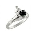 thumbnail image 3 of RYLOS Rings 14K White Gold Claddah Love, Loyalty & Friendship Ring Heart 6MM Gemstone & Diamond Claddagh Rings October Onyx Jewelry Size 10, 3 of 6