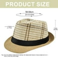 thumbnail image 2 of 56-58cm hat circumference men's and women's straw hats, short-brimmed hats, summer retro jazz hats, sunscreen hats - Khaki, 2 of 5