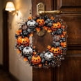 thumbnail image 4 of Halloween Wreath for Front Door Spooky Pumpkin Skull Outdoor Porch Decor, 4 of 9