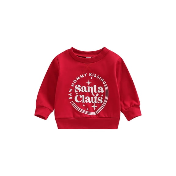 Bagilaanoe Toddler Baby Girl Boy Christmas Sweatshirt Long Sleeve Letters  Print Pullover 3M 6M 12M 2T 3T Kids Fall Loose Tee Tops