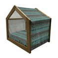 thumbnail image 2 of Tribal Pet House, Hand Drawn Design Geometric Pattern with Sharp Shapes and Stripes, Outdoor & Indoor Portable Dog Kennel with Pillow and Cover, 5 Sizes, Red Blue Teal, by Ambesonne, 2 of 5