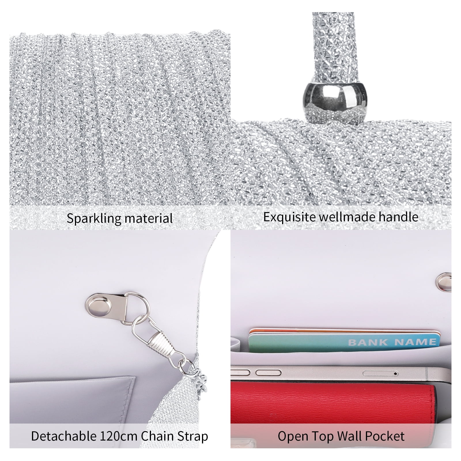 LOUEBICA Evening Bag Sparkly Clutch Purses for Women Wedding Party Women's Shoulder Bag Crossbody Handbags
