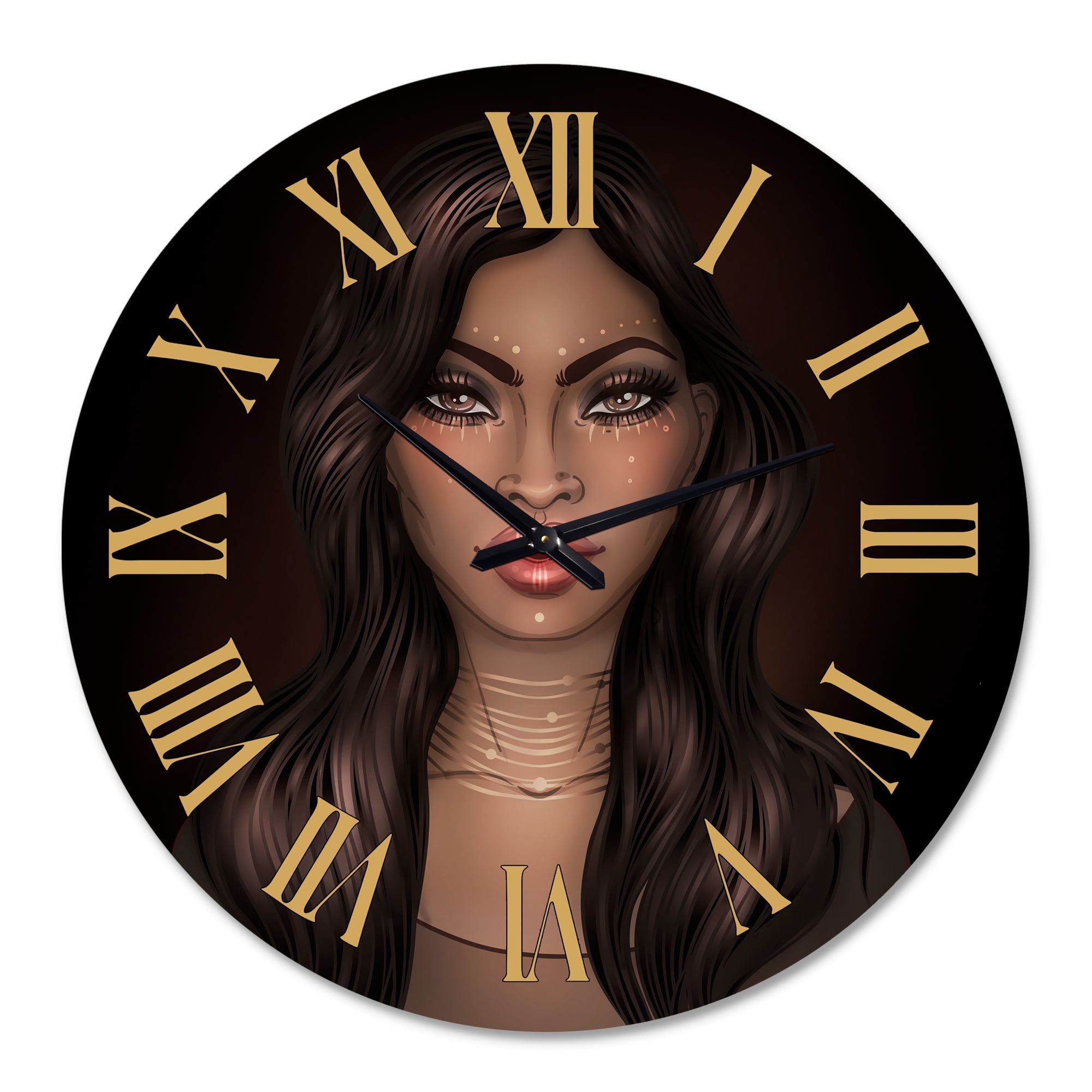 Designart 'Portrait Of African American Woman Iv' Modern Wall Clock