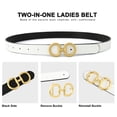 thumbnail image 2 of Earnda Women Reversible Leather Belt Two-in-One Fashion Ladies Gold Buckle Belt Black White Large, 2 of 6