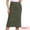 Army Green, variant on Women's Elegant Denim Split Back Pockets Midi Jean Skirts M Black