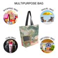 thumbnail image 7 of FORMRS Womens Canvas Tote Bag with Zipper Inner Pocket Shoulder Handbag, Pink and Green Cat, 7 of 7
