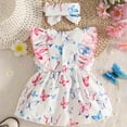 thumbnail image 4 of mgoYE Baby Girl Dress Summer Girl Clothes Infant Outfits Newborn Ruffle Sleeveless Sundress Cute Dresses for Girls with headband(Pink,6-9 Months), 4 of 5