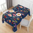 thumbnail image 6 of Navy Blue Floral Table Cloth Waterproof Tablecloths, Spring Farmhouse Botanical Flowers Vintage Tablecloth Dining Table Cover for Kitchen Party Tabletop Outdoor, Rectangle Tablecloth 60x120 Inch, 6 of 9