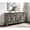 Gray, variant on Console Cabinet with Shelved Storage | Suitable for Keeping Basics in a Living Room | Synthetic Wood with Gold Marble & Chrome | Addresses the Problem of Chaotic Storage