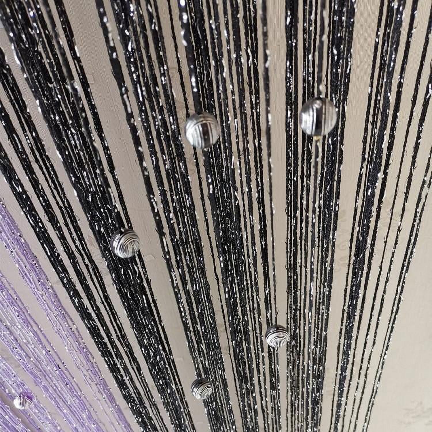 Nvzi -b 2Pcs 39*110in Decorative Door String Curtain Beads W029USl Panel Fringe Window Room Divider Blind for Wedding Coffee House Restaurant Parts Door Divider Beads Tassel Screen Decoration ，Grey