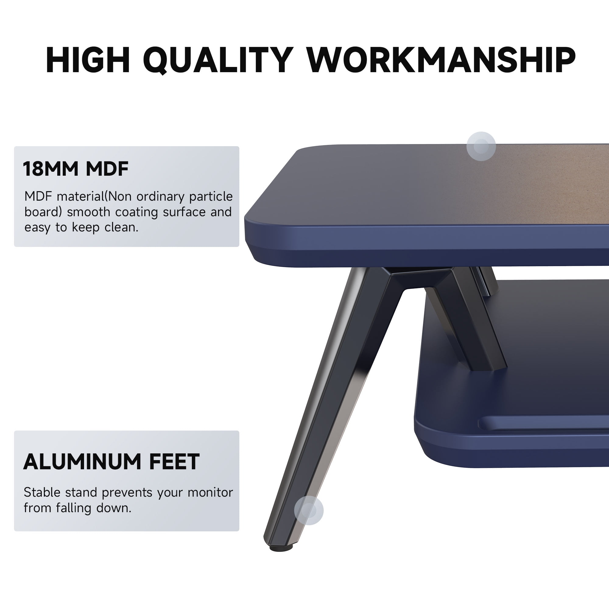Dual Monitor Stand, 42.5 Inch Wood Desk Shelf with Storage Organizer and Cable Management for Office Desk Accessories