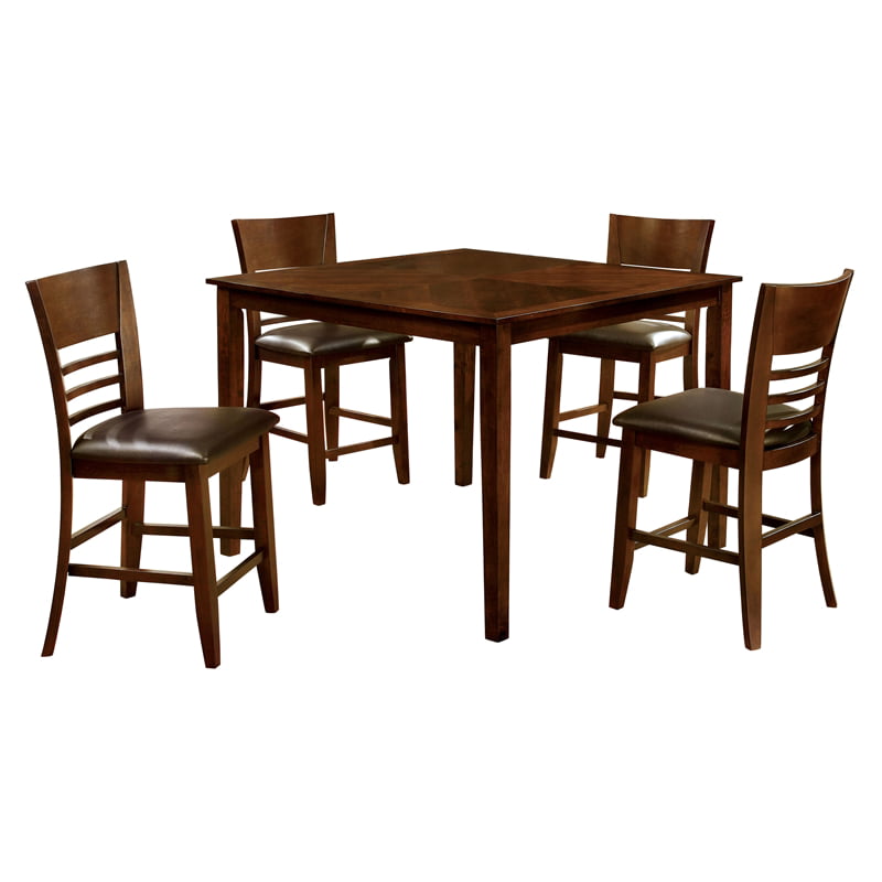 Furniture of America Tristen 5-Piece Brown Cherry Wood Counter Height ...
