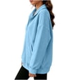 thumbnail image 6 of Yeaiivve Oversize Sweatshirts for Women Long Sleeve Button Henley Pullover Tops Mock Neck Loose Fit Casual Sport Sweatshirt with Pockets Light Blue,XL, 6 of 9