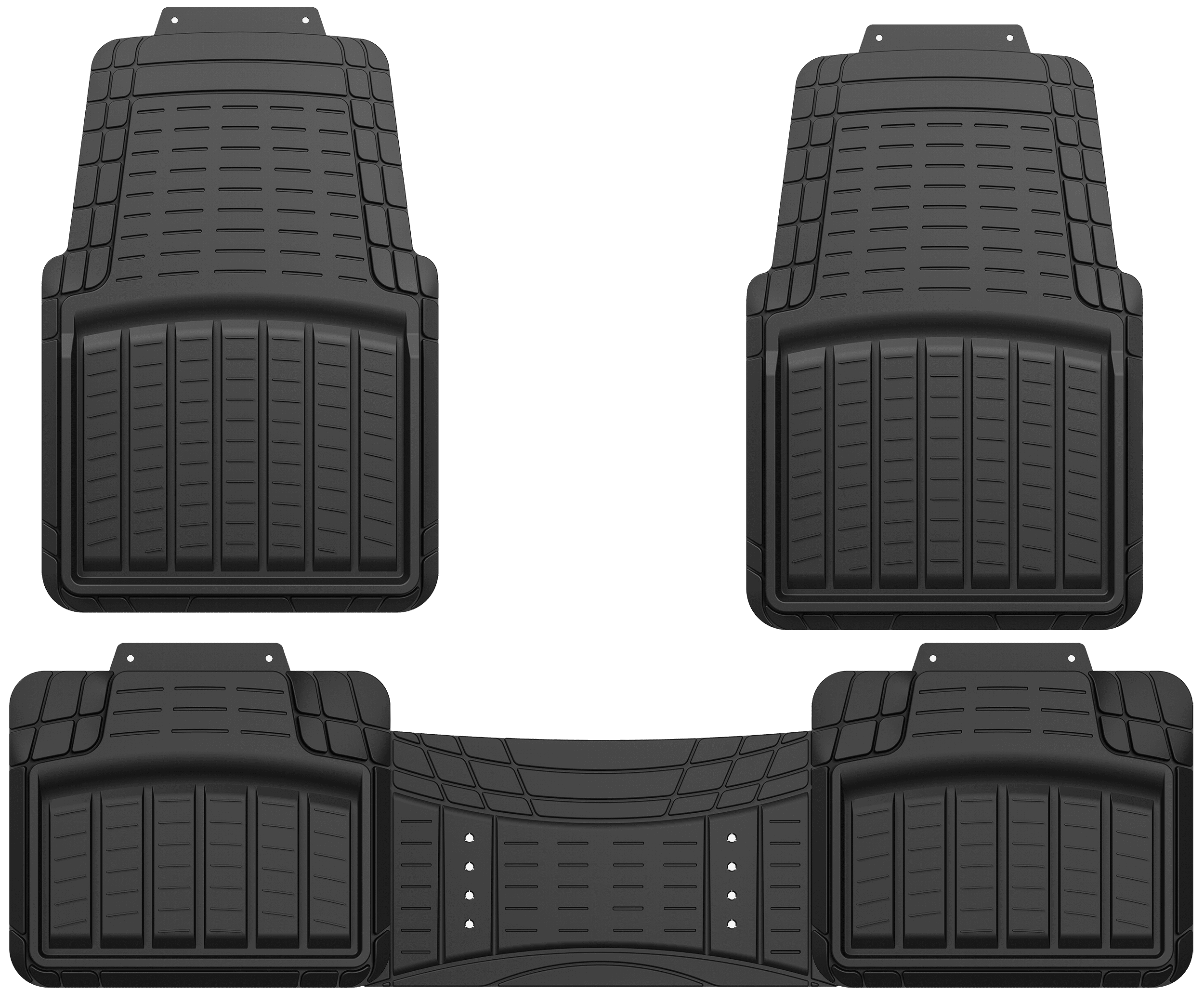 Auto Drive 5pc Universal Modular Gridlock Rubber Car Floor Mat Black