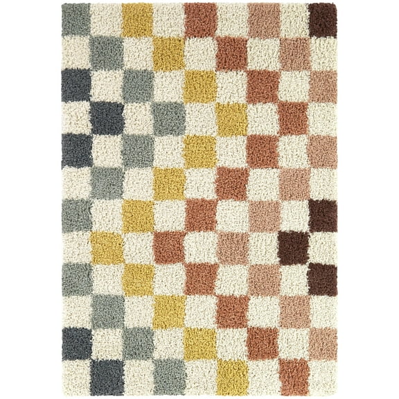 Mainstays Rainbow Checkered Shag Indoor Rug, 7' 10" x 10'