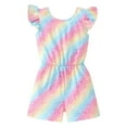thumbnail image 1 of GDREDA Girls Wide Leg One Piece Romper Ruffle Sleeve Floral Short Jumpsuit （Pink,3-4 Years), 1 of 6