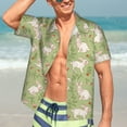 thumbnail image 5 of Lsque Cute Rabbit And Flower pattern Hawaiian Shirt for Men, Unisex Summer Beach Casual Short Sleeve Button Down Shirts-Large, 5 of 9